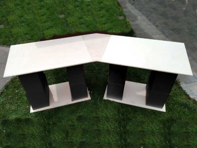 Tisch mit Verbindungselement 30° Birke Fuß PP 640 480